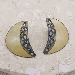 VTG Edgar Berebi Enamel Metal Thin Crescent Post Back Earrings